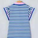  Preppy Stripe Polo Collar Ruffle Detail Top | S-XL