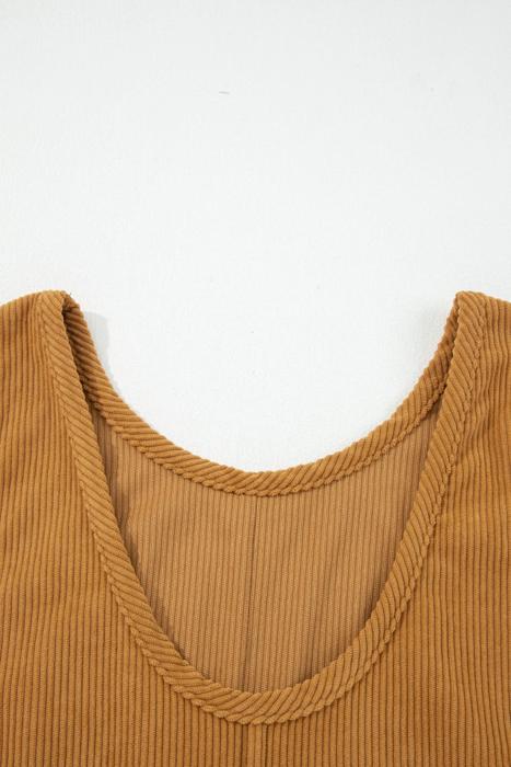 Corduroy Patched Pocket Mini Dress | S-XL