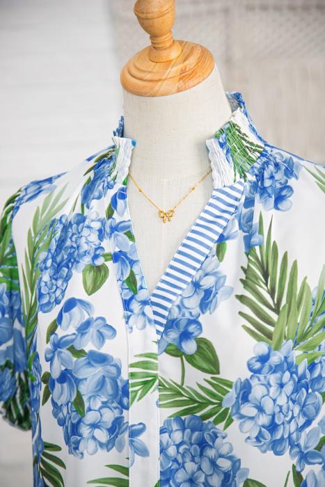 Tropical Striped Patchwork V-Neck Top | S-XL