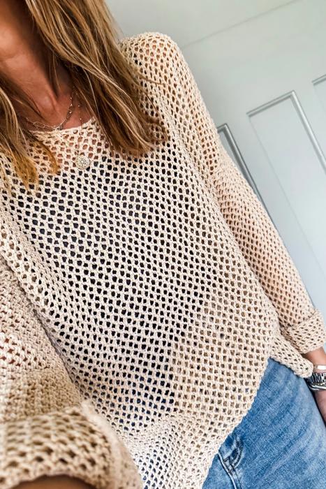 Crochet Open-Knit Sweater Top | S-XL