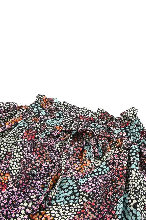Vibrant Floral Tie V-Neck Blouse | Free Shipping