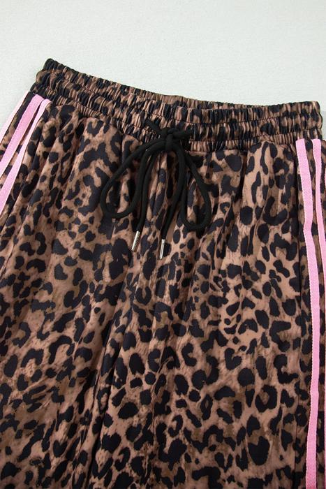 Striped Detail Leopard Matching Set | S-XL