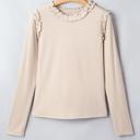  Solid Color Frill Detail Long Sleeve Top | S-XL