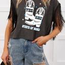 YEE HAW Boots Graphic Fringed Sleeve Tee | S-XL