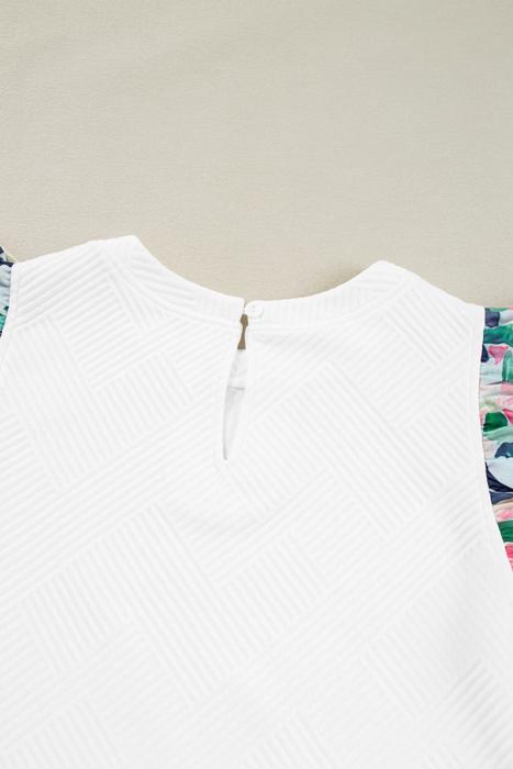 Textured Knit Abstract Print Tiered Sleeve Top | S-XL