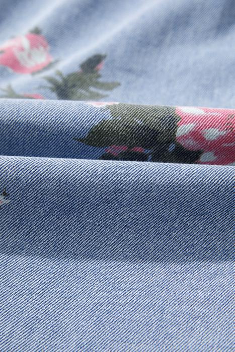 Floral Print Denim Button-Down Shift Dress | S-XL