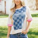  Checkerboard Denim Chic Top | S-XL