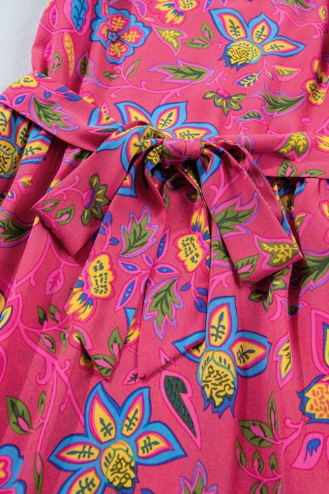 Belted Floral Flutter Sleeve Long Dress | S-XL