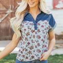  Gorgeous Retro Garden Denim Patchwork Buttoned Collar | S-XL