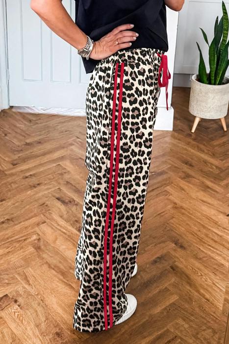 Leopard Luxe Contrast Trim Pants | S-XL