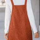  Front Pockets Corduroy Overall Dress