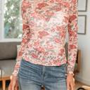  Floral Print Mesh Long Sleeve Top | S-XL