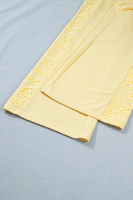 Lace Patchwork Top & Elastic Waist Pants Set | S-XL
