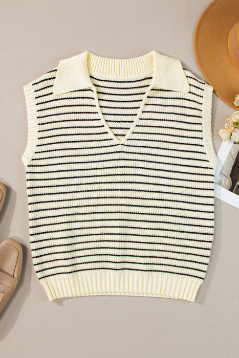 V-Neck Stripe Sweater Vest | S-XL