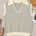  V-Neck Stripe Sweater Vest | S-XL