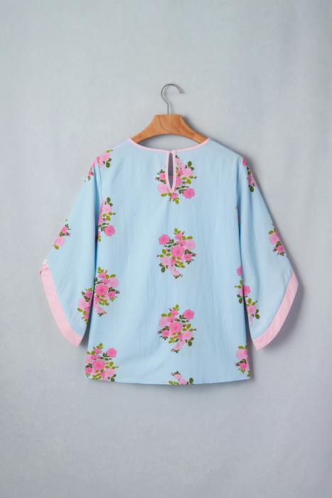 Floral Print 3/4 Sleeve Button-Cuff Blouse | S-XL