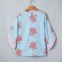  Floral Print 3/4 Sleeve Button-Cuff Blouse | S-XL