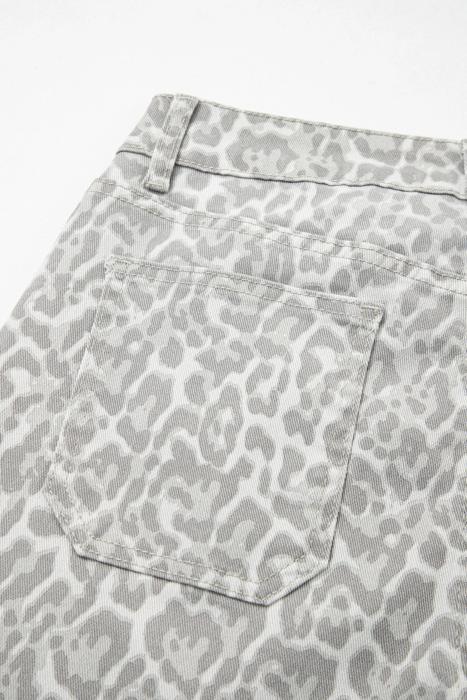 High Waisted Leopard Wide Leg Jeans