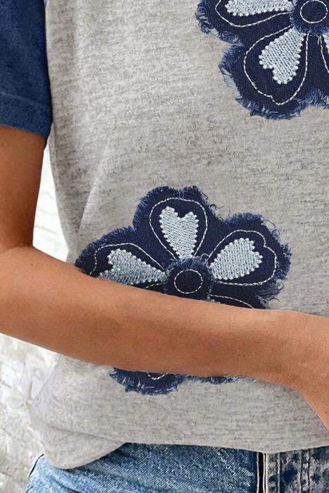 Floral Patchwork Raglan Tee | S-XL
