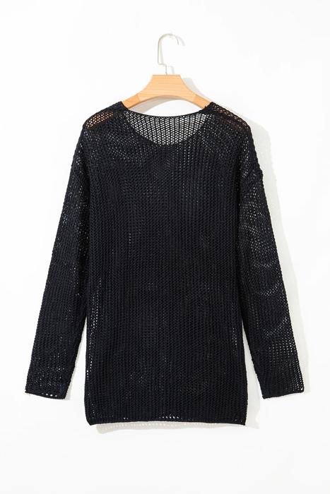Crochet Open-Knit Sweater Top | S-XL