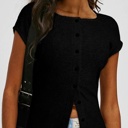  Lace Edge Ribbed Knit Short Sleeve Top | S-XL