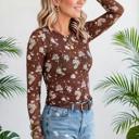  Floral Print Sheer Mesh Long Sleeve Top | S-XL
