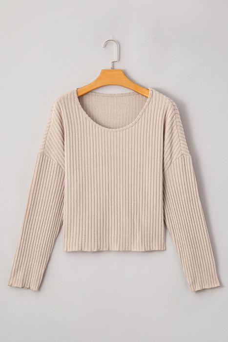 Casual Knit Long Sleeve layering Drop Shoulder Top | S-XL