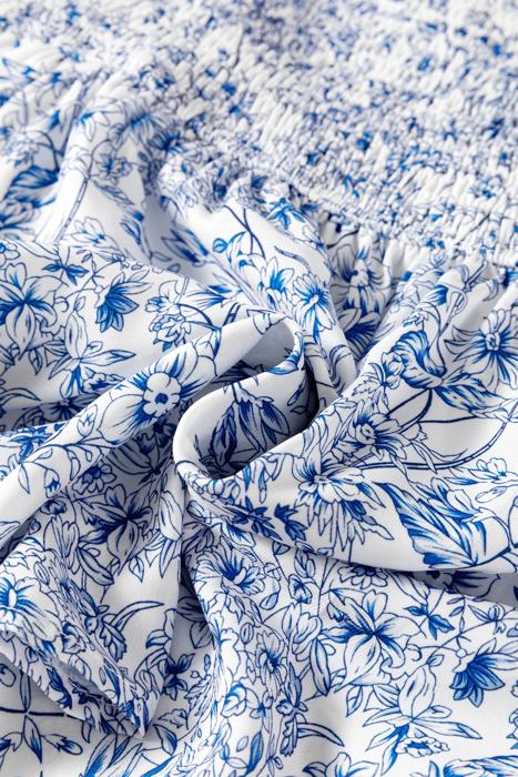 Floral Square-Neck Ruffle Sleeve Blouse | S-XL