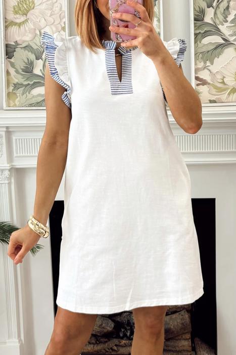 Contrast Stripe Split Neck Sleeveless Summer Dress | S-XL