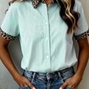  Stripe Contrast Leopard Collared Shirt | S-XL