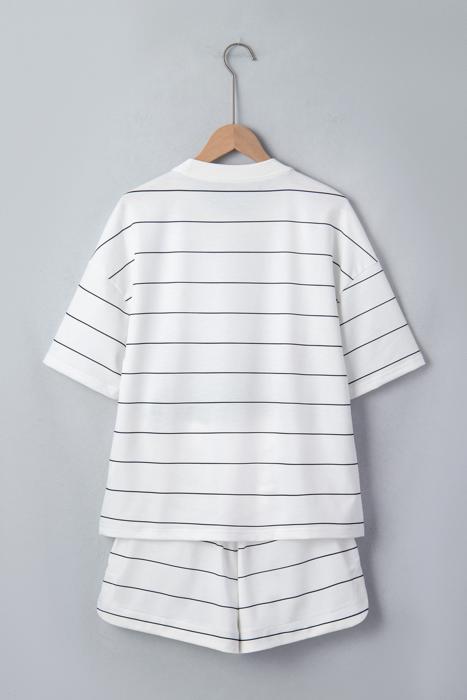 Stripe Half Sleeve Top & Shorts Set | S-XL