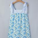  Floral Print Bow Strap Patchwork Mini Dress | S-XL