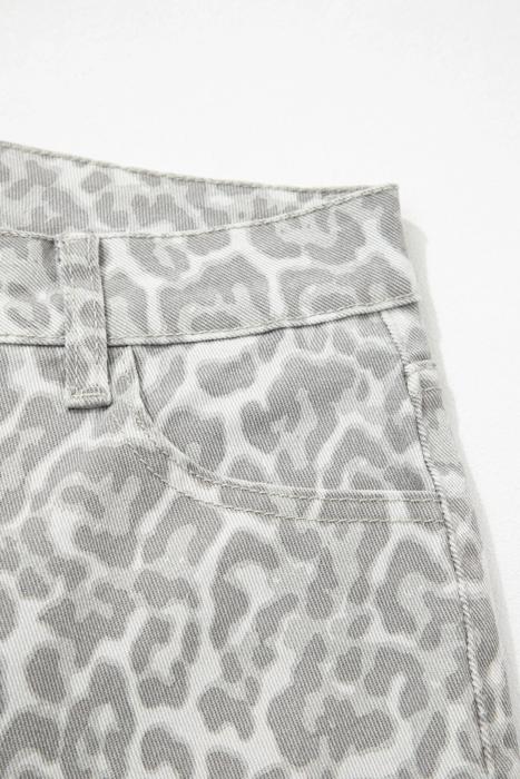High Waisted Leopard Wide Leg Jeans