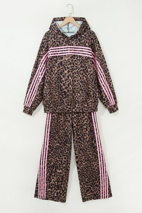 Striped Detail Leopard Matching Set | S-XL