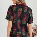 Sweet Bloom Contrast Bubble Sleeve Top  | S-XL