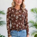  Floral Print Sheer Mesh Long Sleeve Top | S-XL