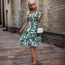  Falling Leaves Waist Band Midi Dress | S-XXL