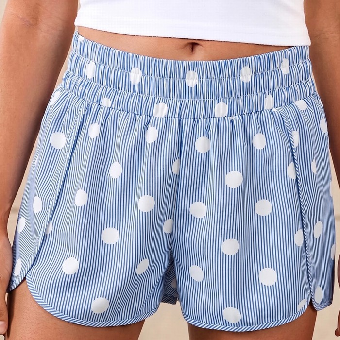 Polka Dot Print High Waisted Shorts | S-XL