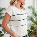  Striped Short Sleeve Button Front Cardigan | S-XL