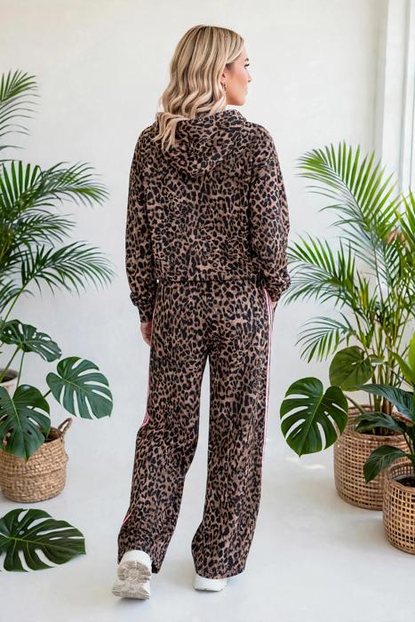 Striped Detail Leopard Matching Set | S-XL