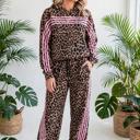  Striped Detail Leopard Matching Set | S-XL