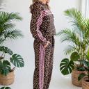  Striped Detail Leopard Matching Set | S-XL