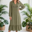  Collared V-Neck Leopard Trim Maxi Dress | S-XL