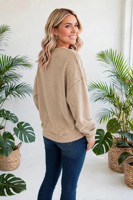 Mineral Wash Bow Patchwork Pullover Sweatshirt | S-XL