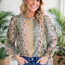  Cuff Long Sleeve Blouse