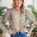  Cuff Long Sleeve Blouse