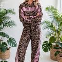  Striped Detail Leopard Matching Set | S-XL