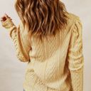  Textured Puffy Sleeve Knit Sweater