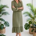  Collared V-Neck Leopard Trim Maxi Dress | S-XL