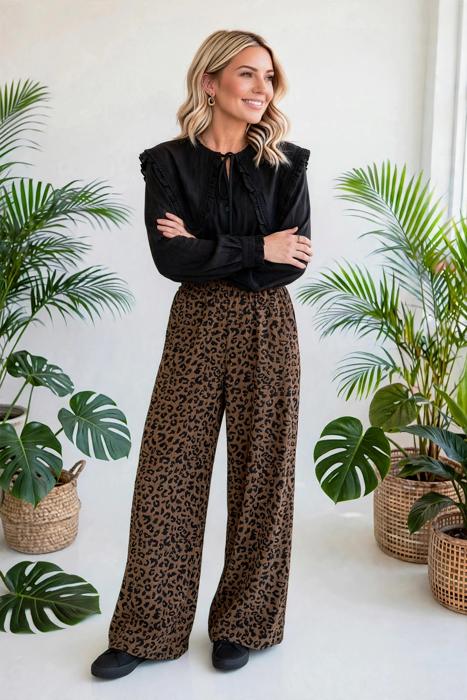 Leopard Print High-Waisted Corduroy Pants | S-XL